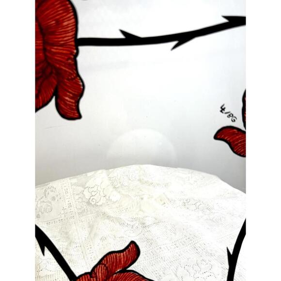 Kosta Boda Tattoo Red Roses 15"Glass Bowl - Ludvig Löfgren Sweden 2010 Art Glass - Picture 8 of 8